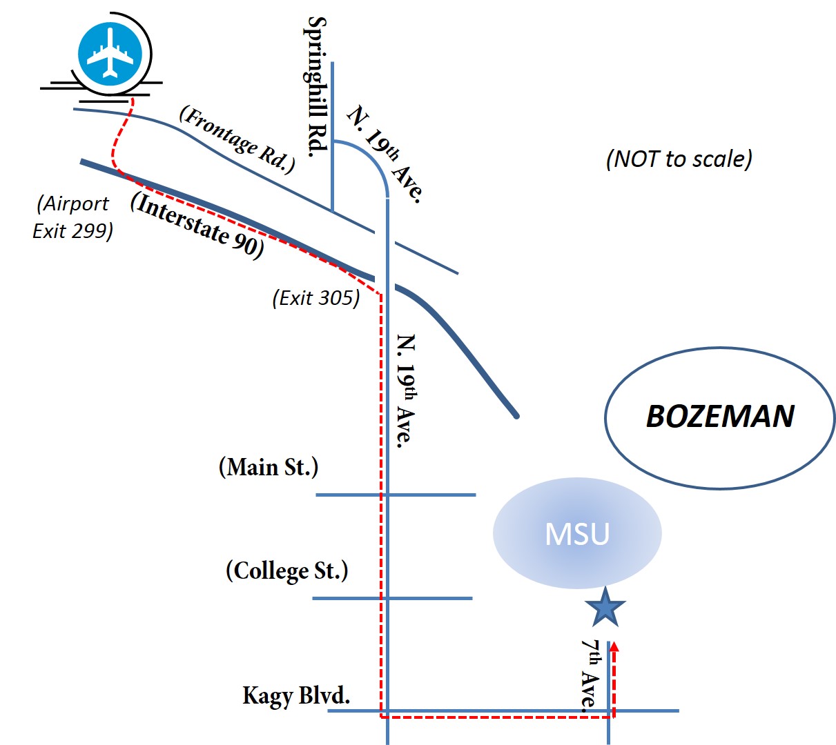 airport to campus map