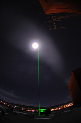 Lidar beam and lunar corona